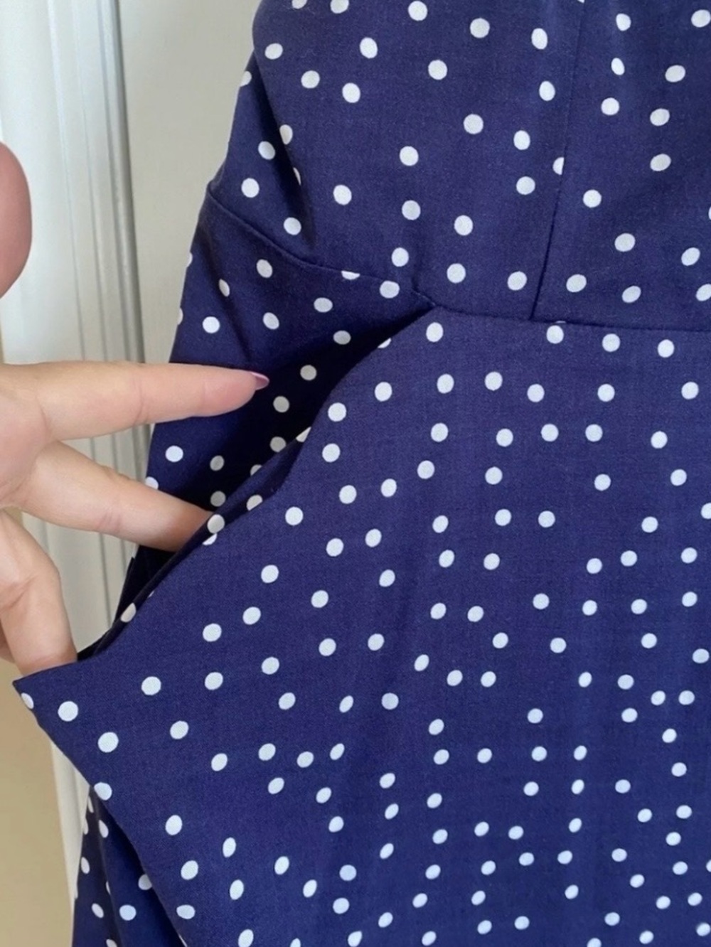 NWT 41 Hawthorn Navy White Polka Dot Dress Size 3x Scalloped Neckline Pockets - Picture 3 of 6